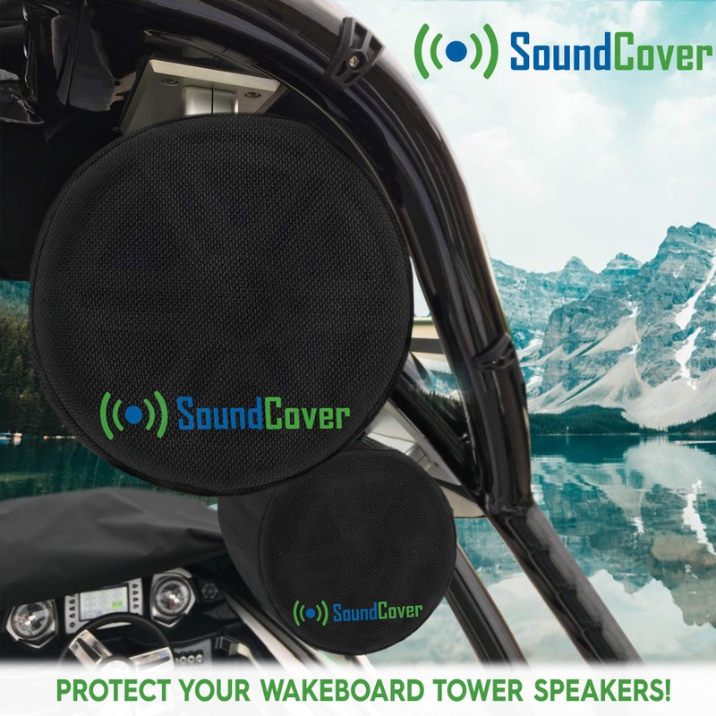 SoundCover أغطية مكبرات الصوت البحرية SoundCover Black 600D لبرج الاستيقاظ - متوسطة (H 9.8" × W 9.8" × D 12") - أغطية مقاومة للعوامل الجوية لمكبرات الصوت البحرية و ATV - Image 5